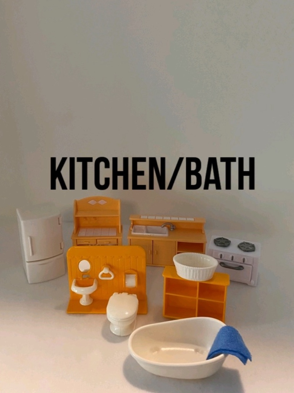 Miniature Kitchen & Bath Playset - Yellow and White